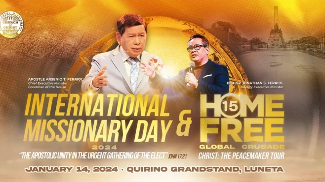 "Participants at the International Missionary Day and Home Free Global Crusade: Christ the Peacemaker Tour, united in worship and prayer for global outreach and peace."