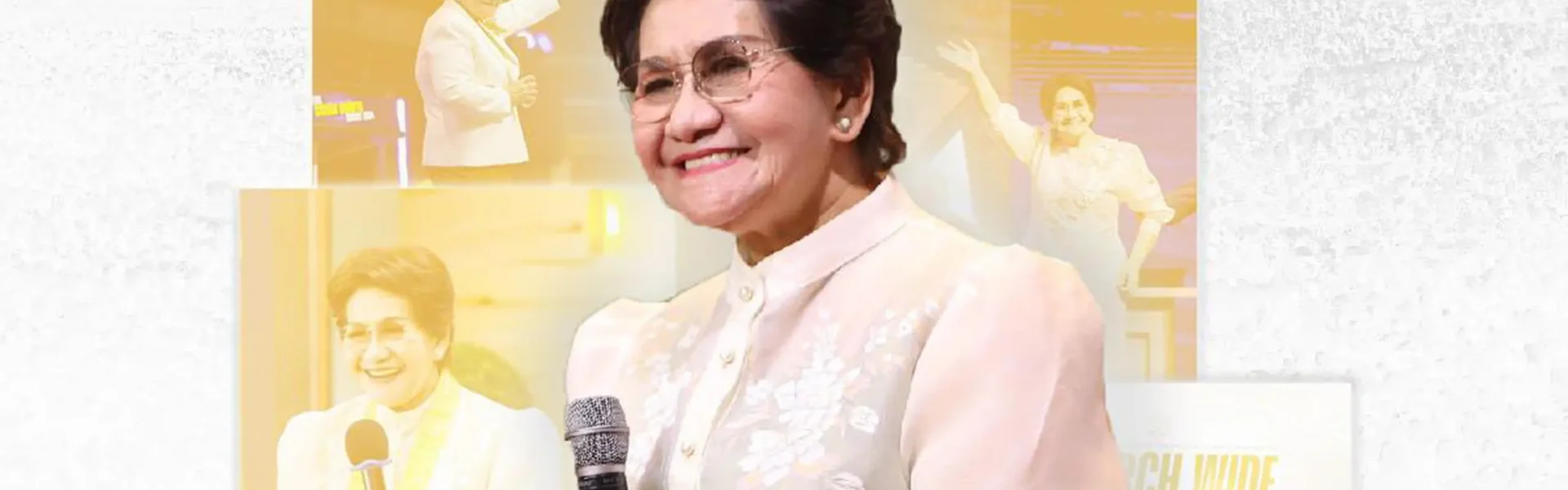 "Believers gathering to celebrate the remarkable ministry of Evangelist and Presbyter Leticia Ferriol, honoring her lifelong dedication to the gospel."