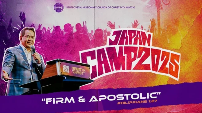 "Young believers at the PMCC 4th Watch Japan Camp 2025, experiencing a time of spiritual revival and rekindling their apostolic passion under the theme 'Firm & Apostolic.'"