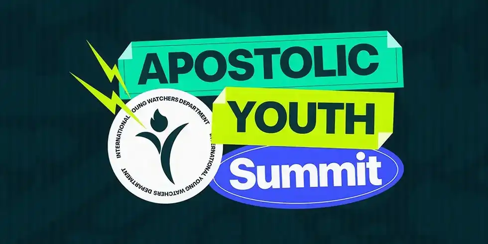 A large gathering of young people at a church summit, featuring a stage with speakers, praise and worship performances, group activities, and attendees actively participating in sessions and fellowship.