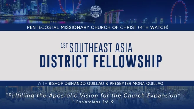 "Group of diverse Southeast Asian leaders and participants celebrating during the historic 1st Southeast Asia District Fellowship, united in faith and victory for the Lord."