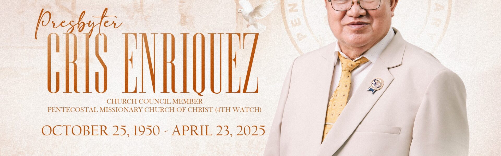 "Presbyter Cris Enriquez being honored for his legacy of prayer, faith, and apostolic service."